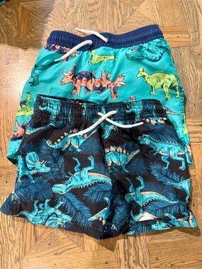 Carter's Turquoise & Navy Dino Swim Trunks 4T